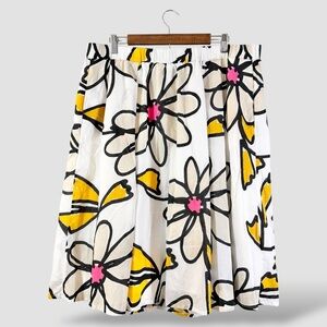 Lane Bryant White Floral Midi Flare Skirt Size 18/20 Cotton Casual Spring